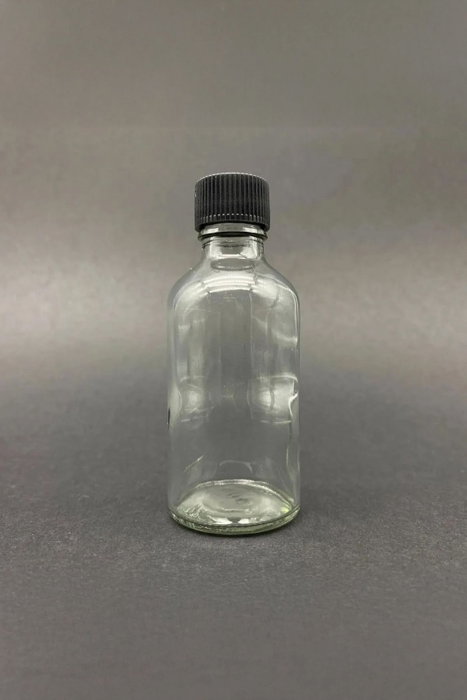 Hermia Juego de Botellas de Vidrio de 6 Piezas, 50 ml, Transparente y Negro